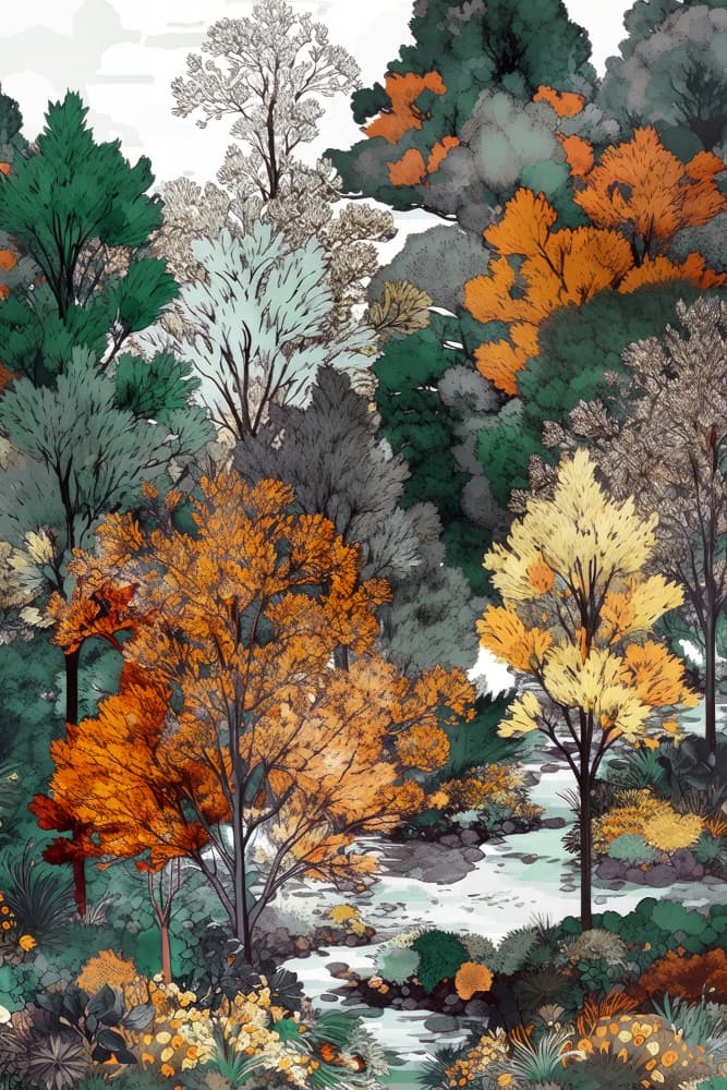 Vibrant Autumn Forest by Justyna Jaszke — canvas wall art