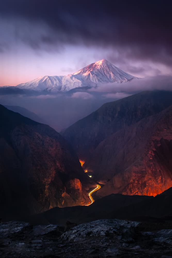 Twilight Mountain Road by Hosein Babaei — canvas wall art