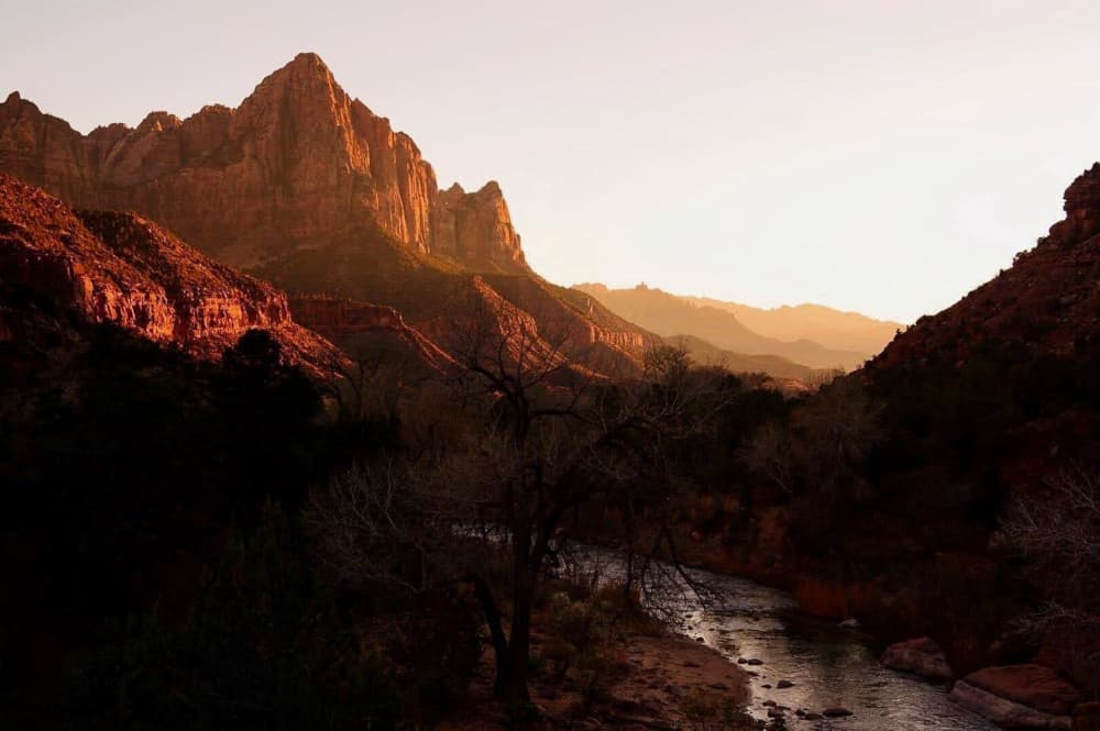 Zion Canyon Sunset by Del Mundo Imagery — canvas wall art