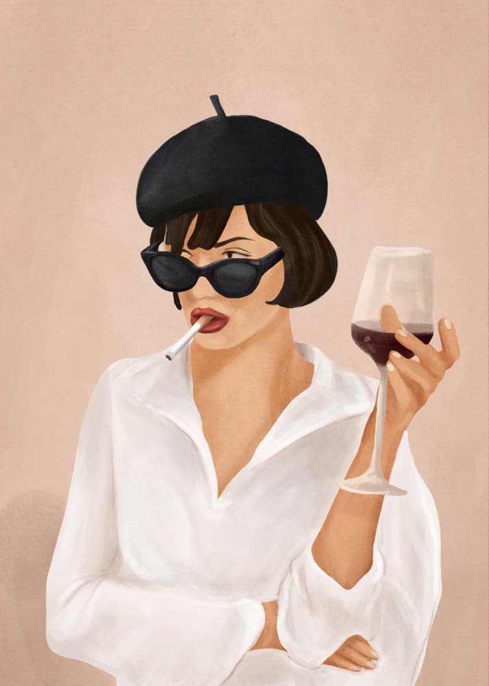Chic Smoking Lady by Flow Line — canvas wall art