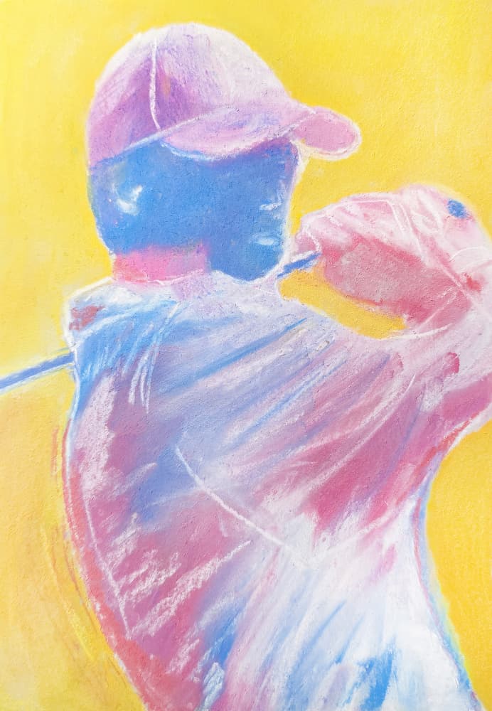 Vibrant Golf Swing by Justyna Jaszke — canvas wall art