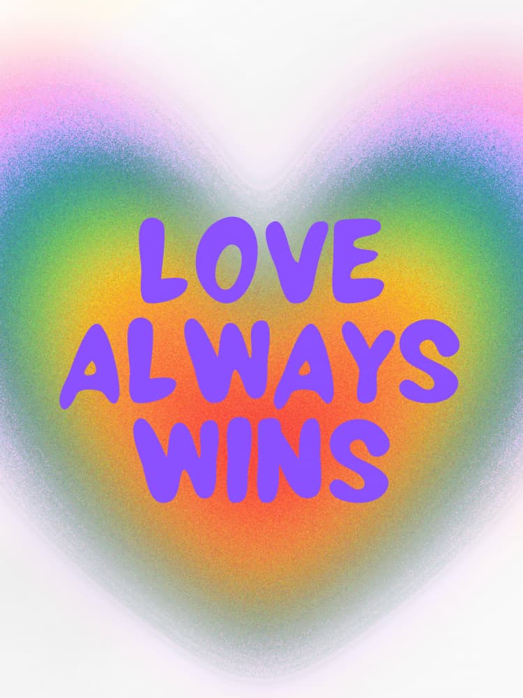 Love Always Wins Rainbow Heart by Ohkimiko — canvas wall art