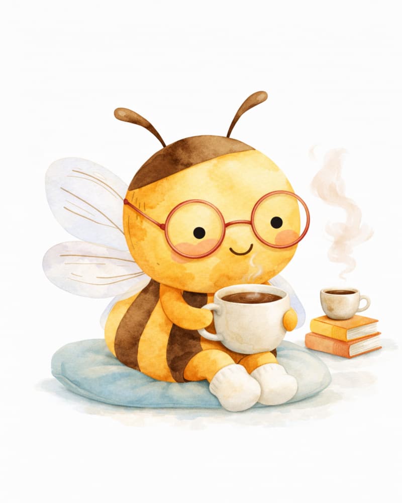 Cozy Bee Coffee Time by Anda Bieza — canvas wall art