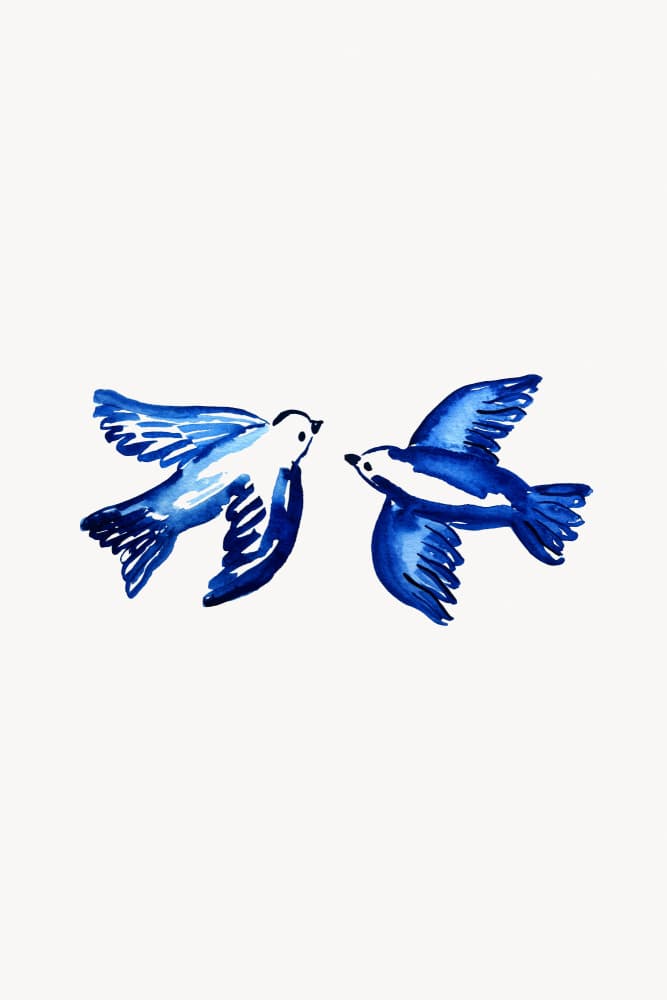 Watercolor Love Birds by Karen Menzenbach — canvas wall art