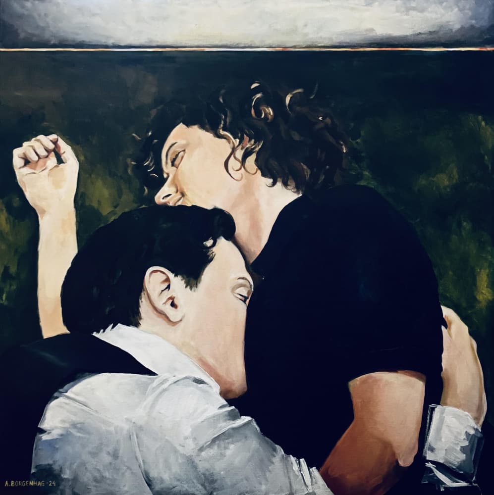 Intimate Couple's Embrace by Borgenhag Holmqvist — canvas wall art