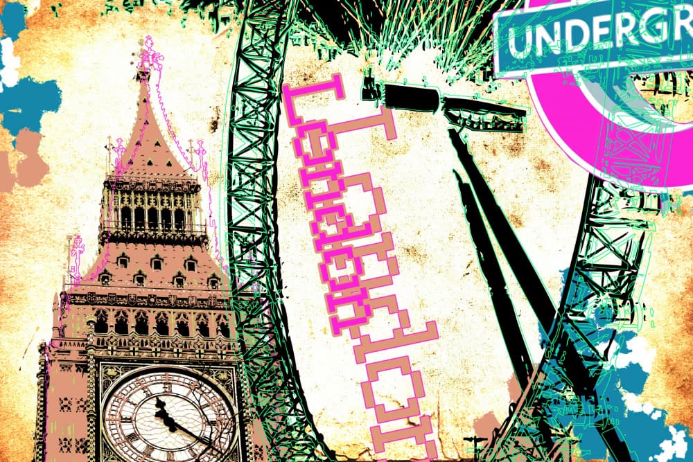 London Big Ben Eye Retro by Rafal Kulik — canvas wall art