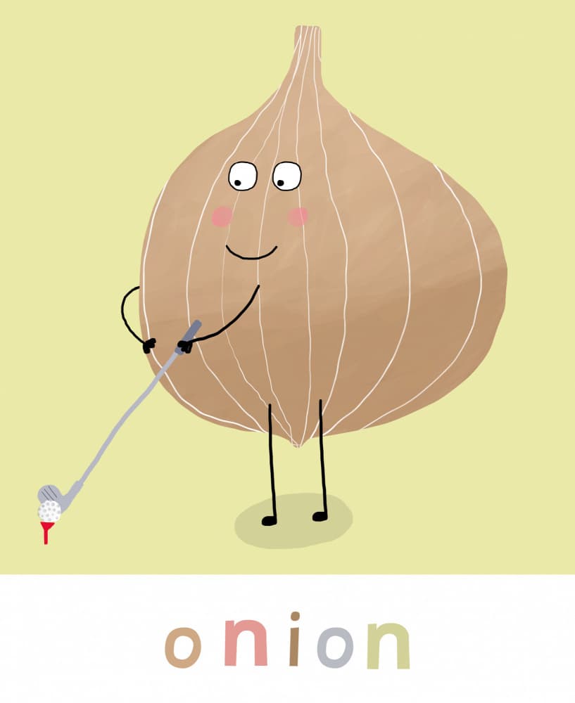 Cute Onion Golfer by Carla Daly — canvas wall art