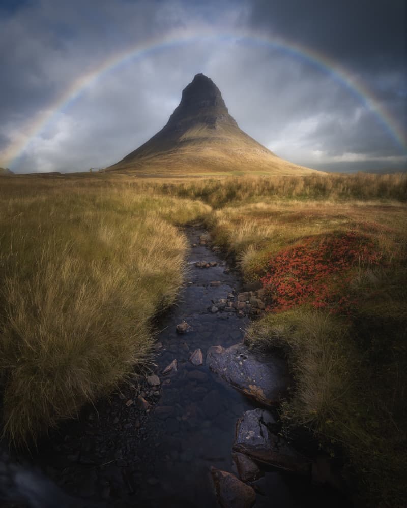 Kirkjufell Rainbow Stream by Chengming — canvas wall art