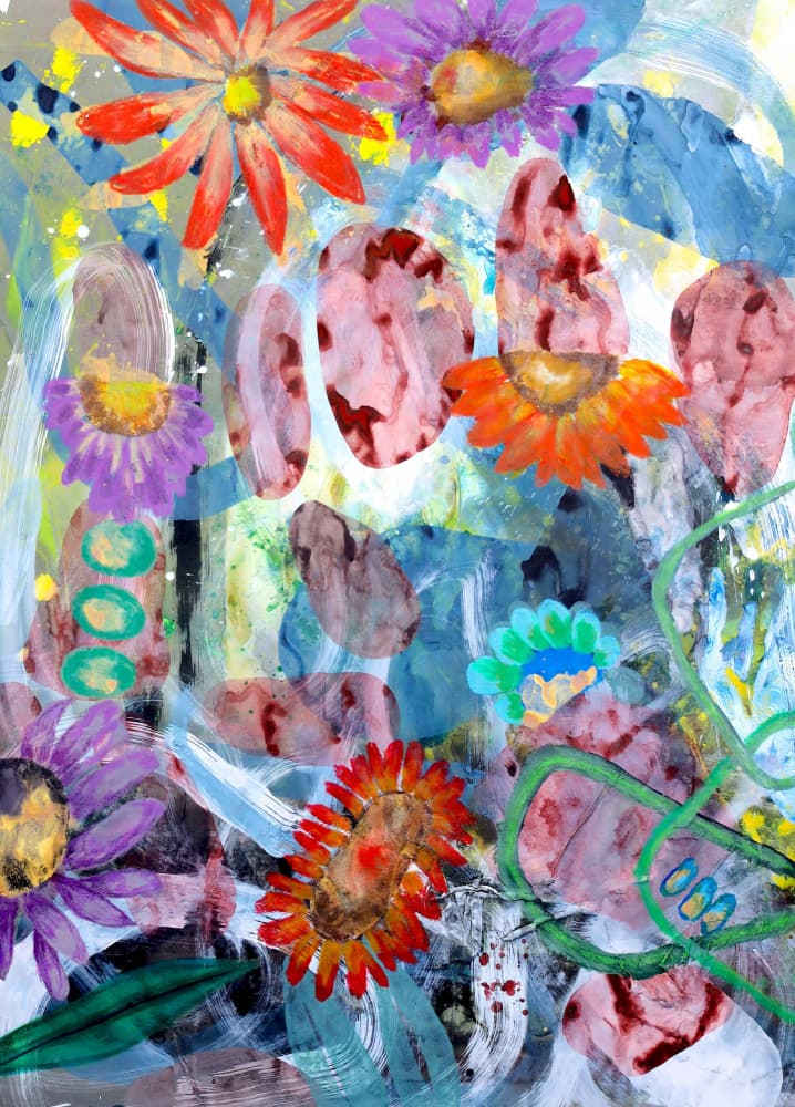 Vibrant Abstract Flowers by POOVI ART — canvas wall art
