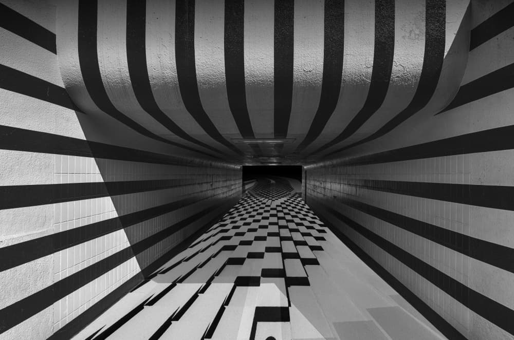 Striped Tunnel Illusion by Greetje van Son — canvas wall art