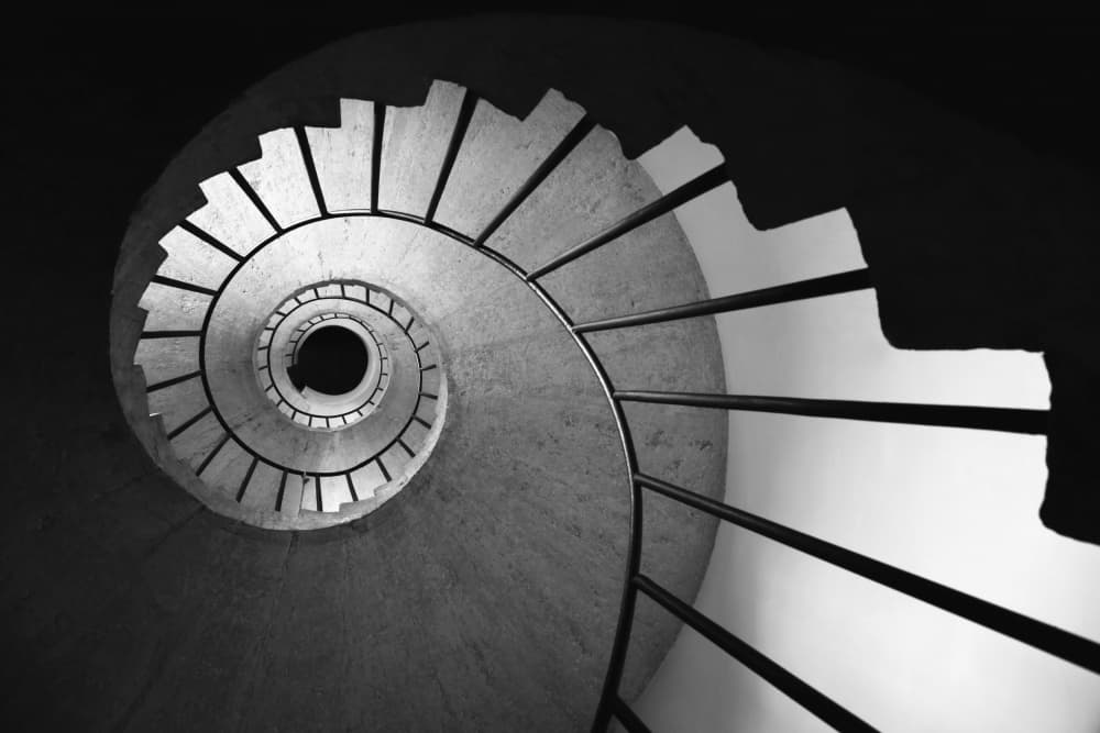 Winding Spiral Staircase by Ralitsa Byalkova — canvas wall art
