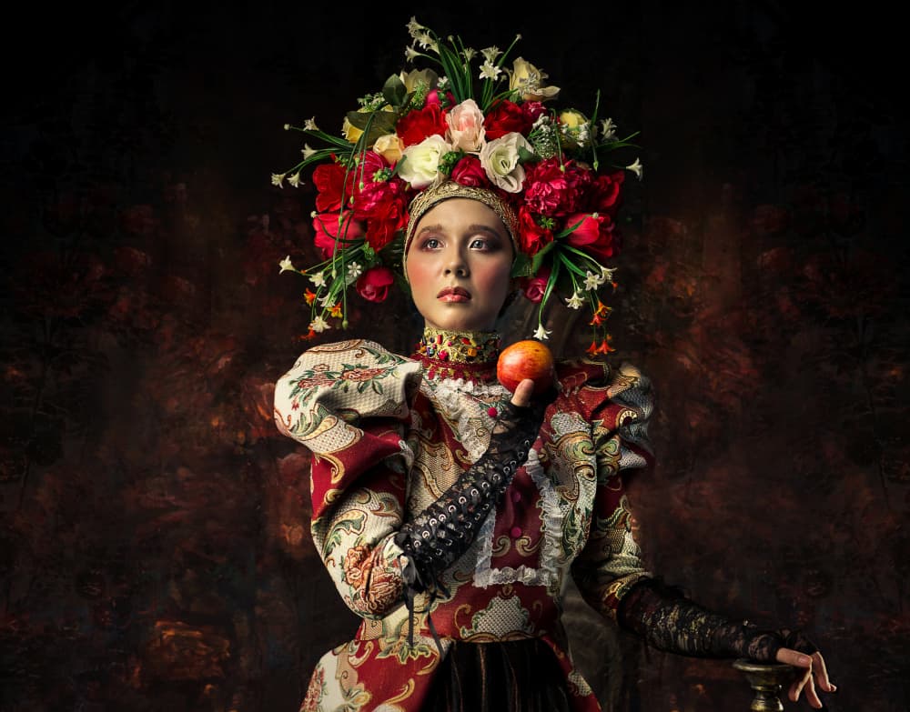 Regal Floral Portrait by Faizal Besari — canvas wall art