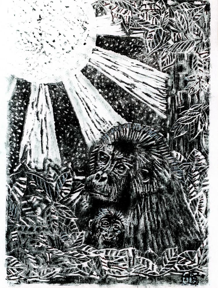 Jungle Gorilla Family by Tim Hoinkis — canvas wall art