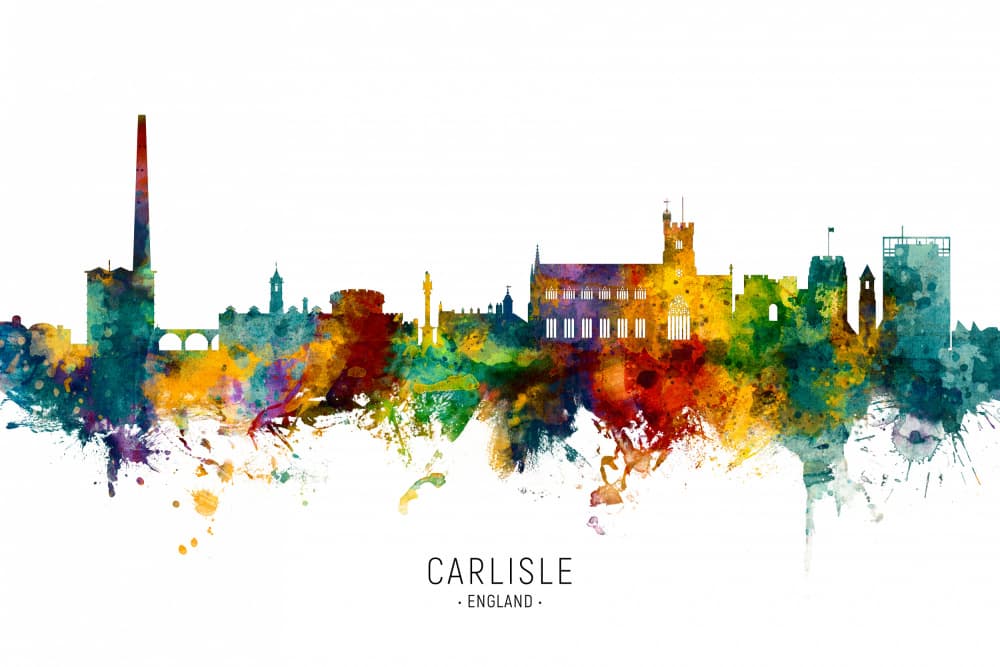 Colorful Carlisle Skyline by Michael Tompsett — canvas wall art