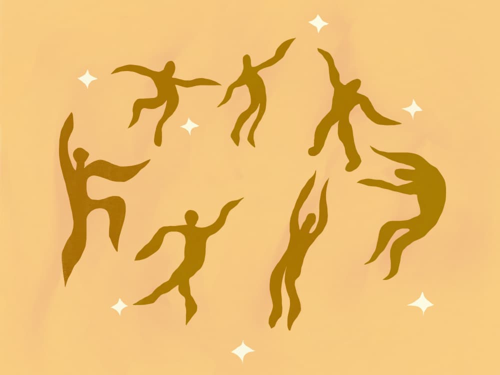 Dancing Golden Figures by Little Dean — canvas wall art