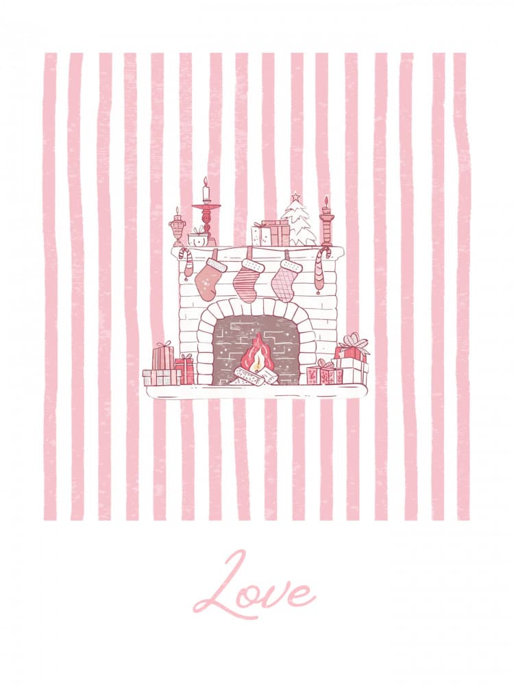 Christmas Fireplace Love by Jolly and Dash — canvas wall art