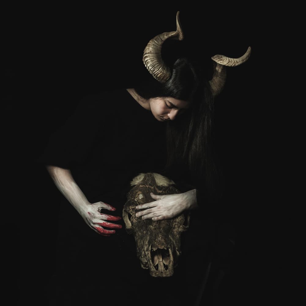Dark Horned Woman Skull by Hooman Sedaghi — canvas wall art