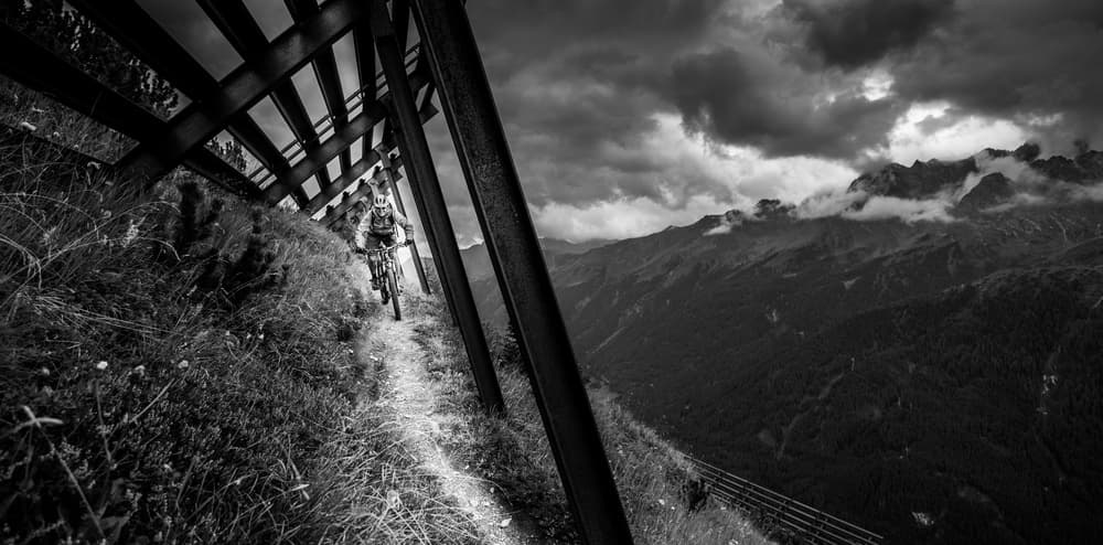 Mountain Biker Alpine Trail by Eric Verbiest — canvas wall art