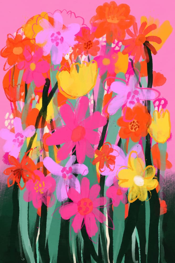 Vibrant Bloom Burst by Treechild — canvas wall art