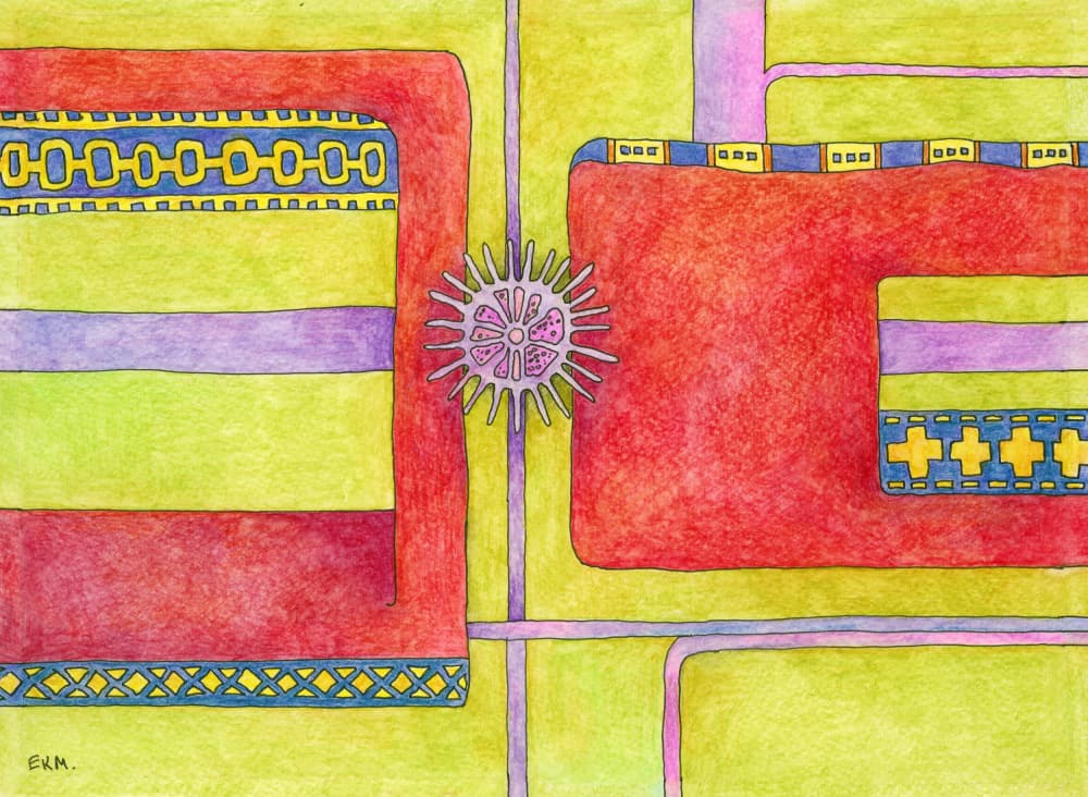 Vibrant Geometric Connections by Elena Khomutova-Miller — canvas wall art