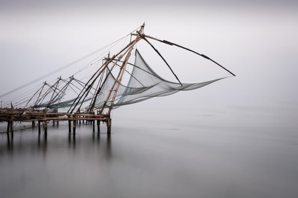 Misty Kerala Fishing Nets by Robert Bolton — canvas wall art
