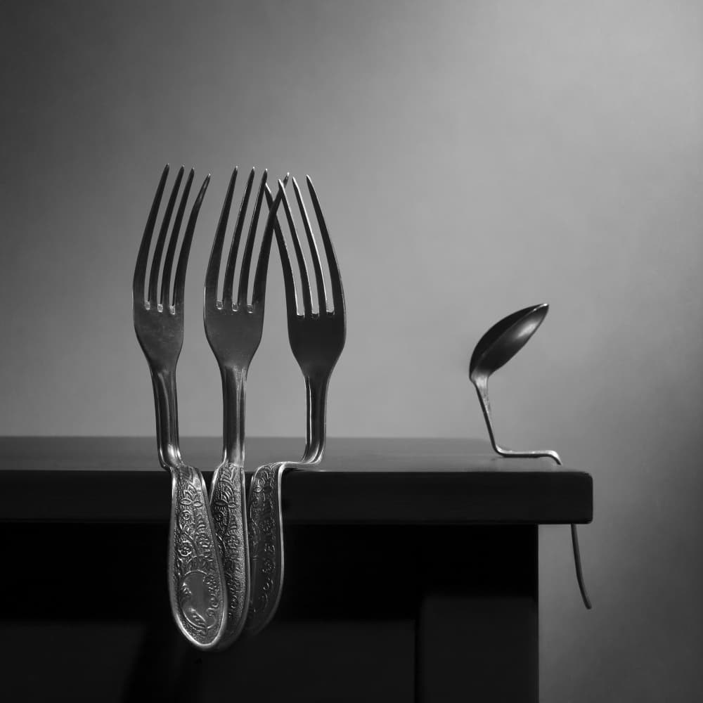 Forks And Lonely Spoon by Victoria  Glinka — canvas wall art