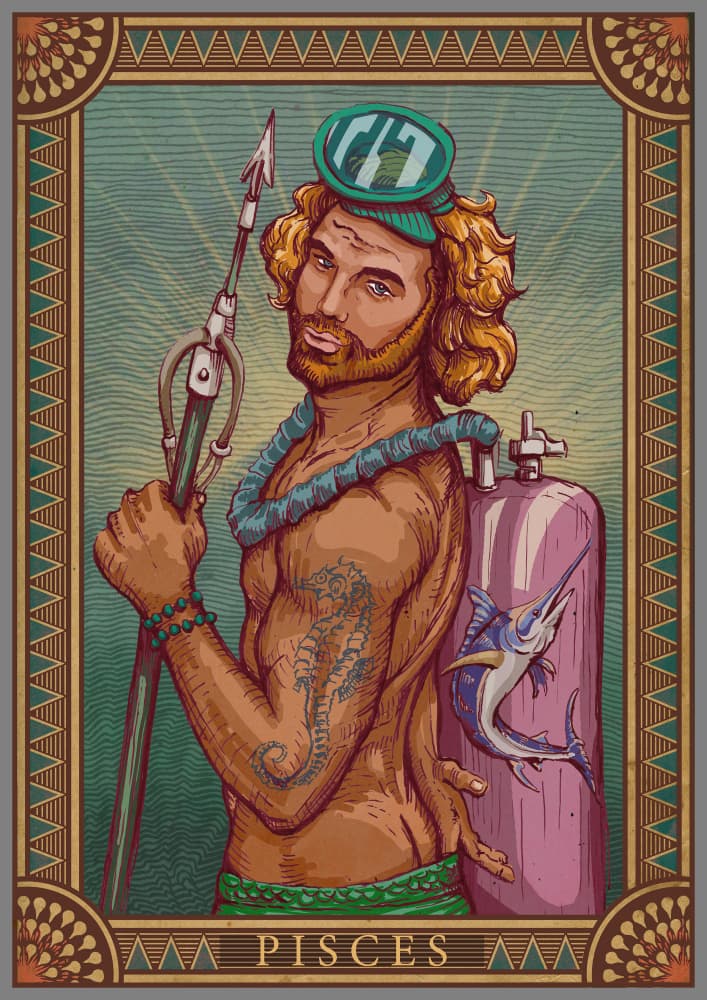 Tropical Pisces Spearfisher by Olga Galeeva — canvas wall art