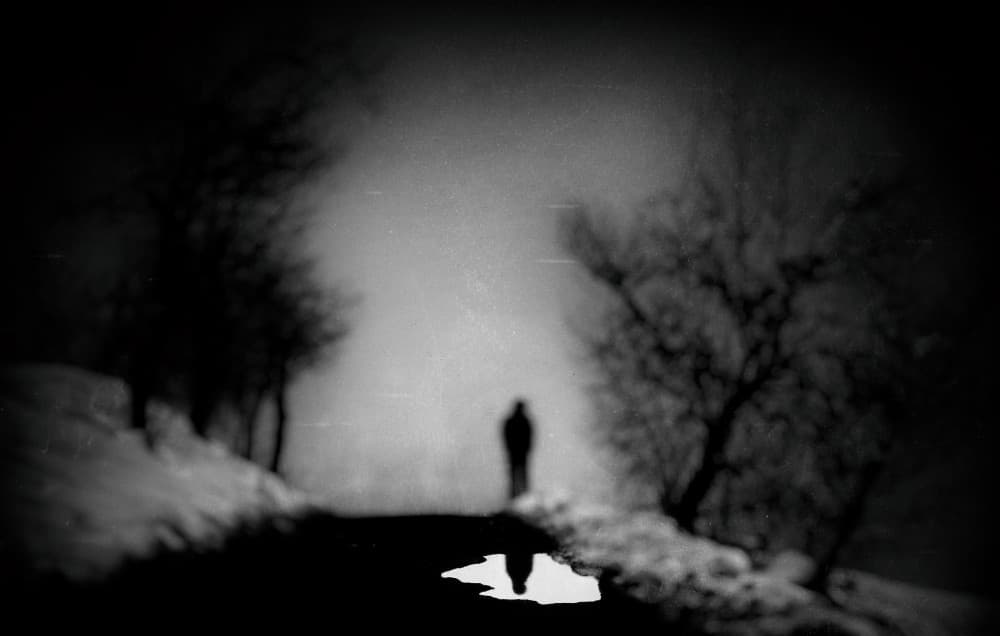 Solitary Figure Winter Road by Samanta Krivec — canvas wall art