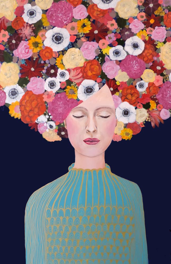 Serene Floral Portrait by Sylvie Demers — canvas wall art