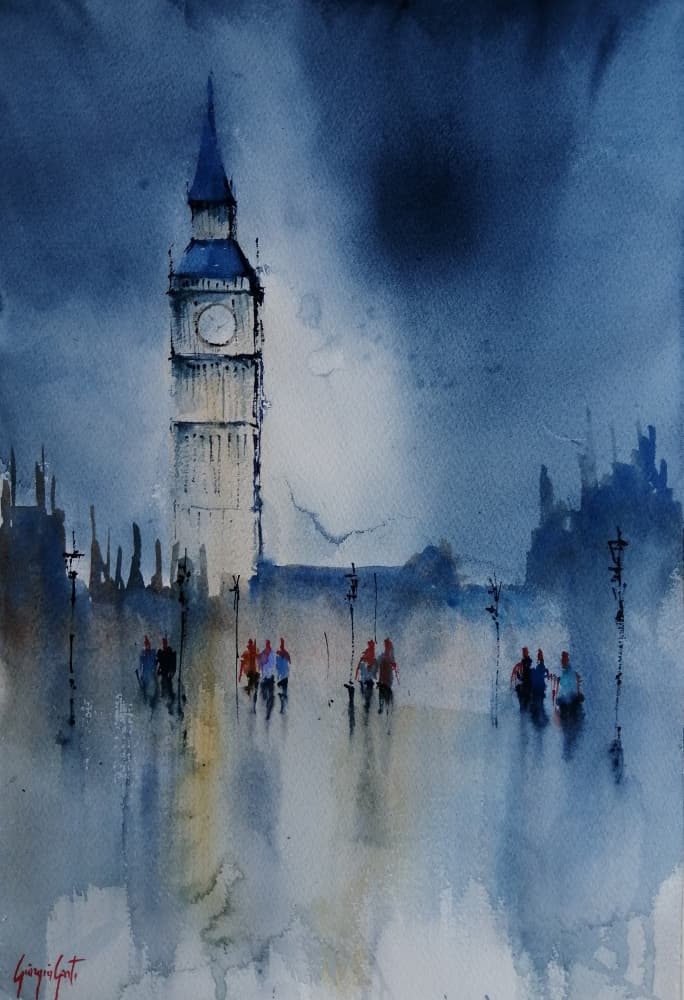 Big Ben Rain Reflections by Giorgio Gosti — canvas wall art