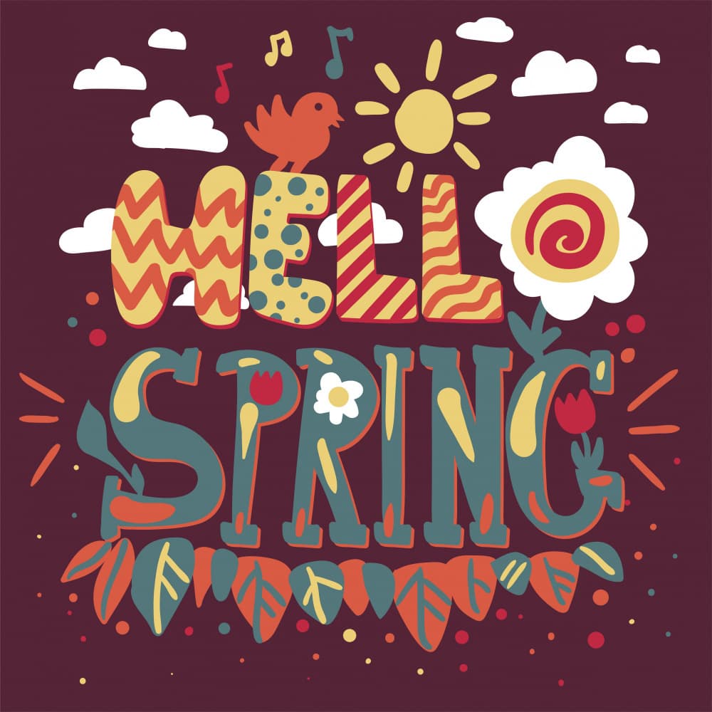 Whimsical Hello Spring by Marika Barsrsind — canvas wall art