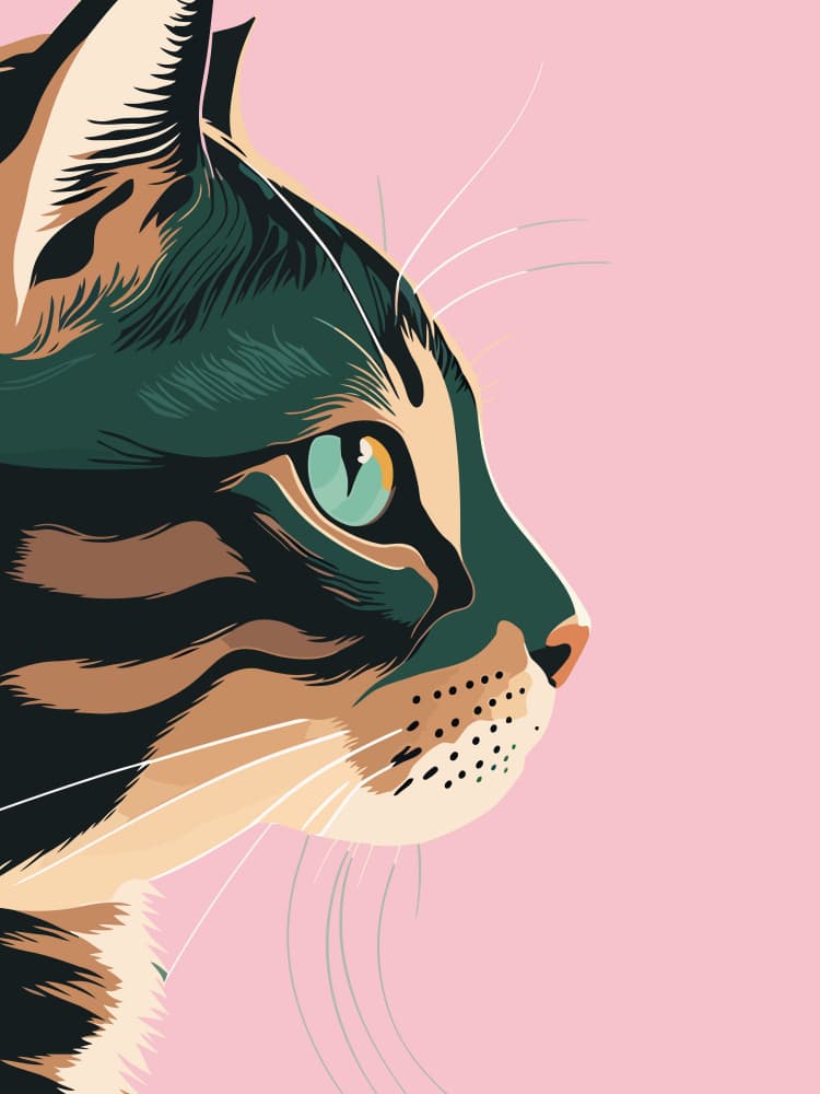 Green Eyed Cat Profile by WallChart Art Studio — canvas wall art