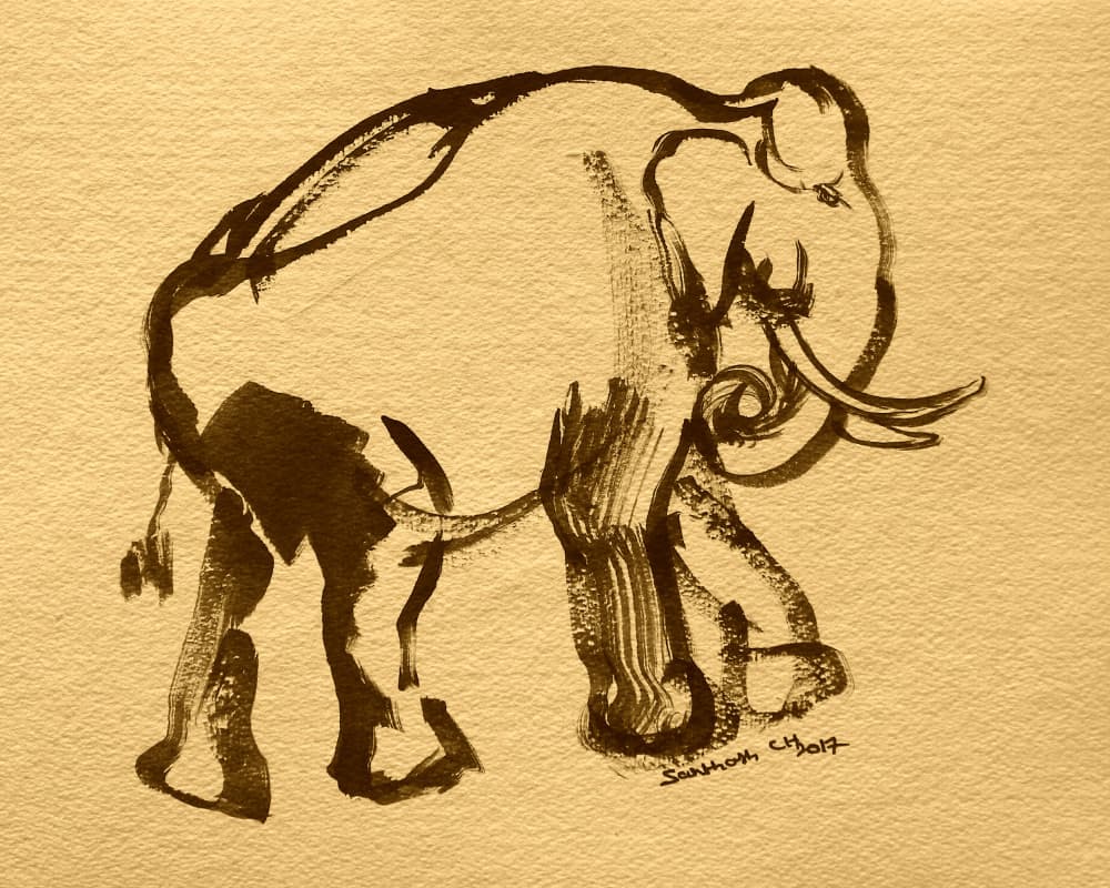 Elegant Ink Elephant by Santhosh ch — canvas wall art