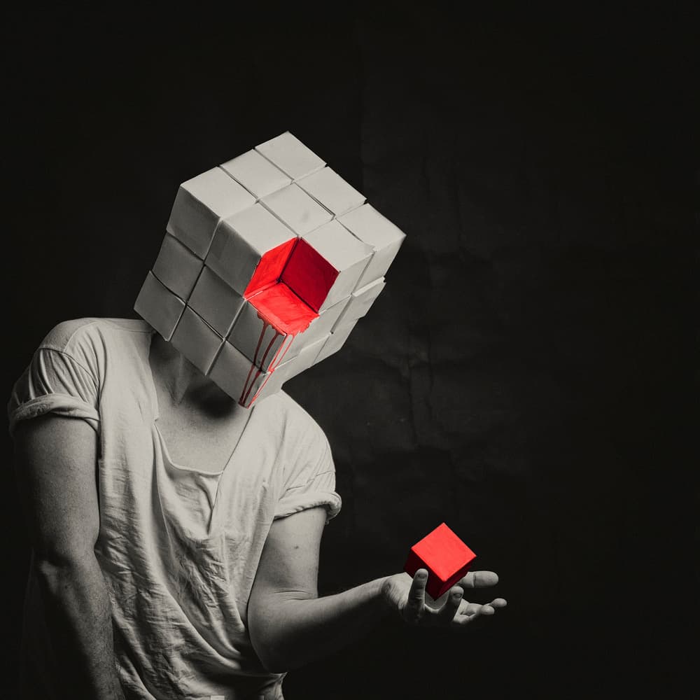 Broken Cube Head by Dan-Stefan Susa — canvas wall art