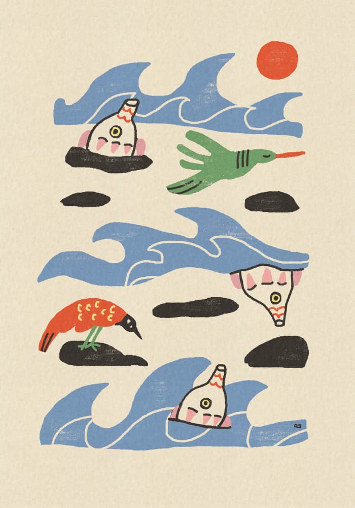 Whimsical Ocean Creatures by Raipa Studio — canvas wall art