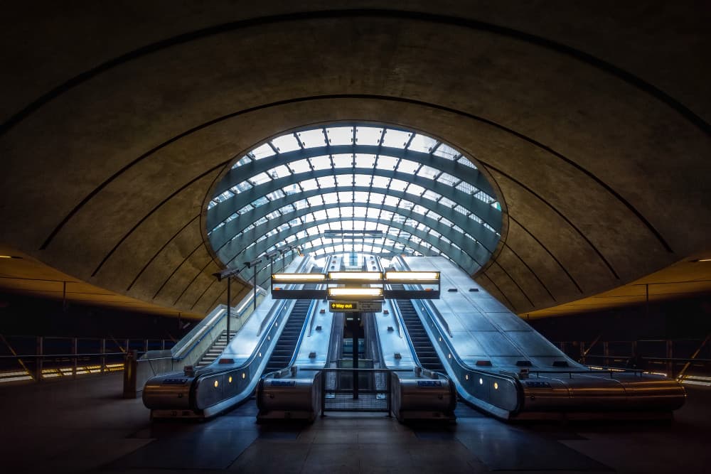 Modern Escalator Ascent by Steven Zhou — canvas wall art