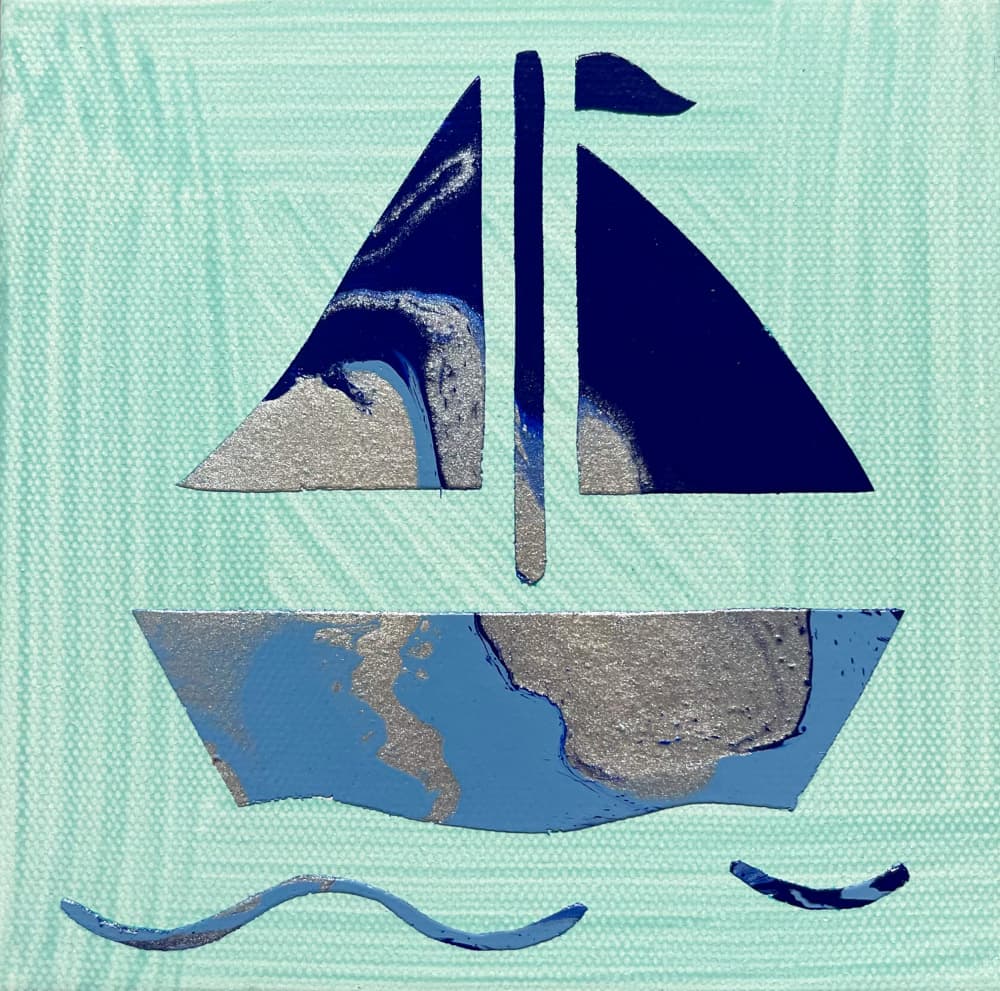 Fluid Blue Sailboat by Eleni Pratsi — canvas wall art