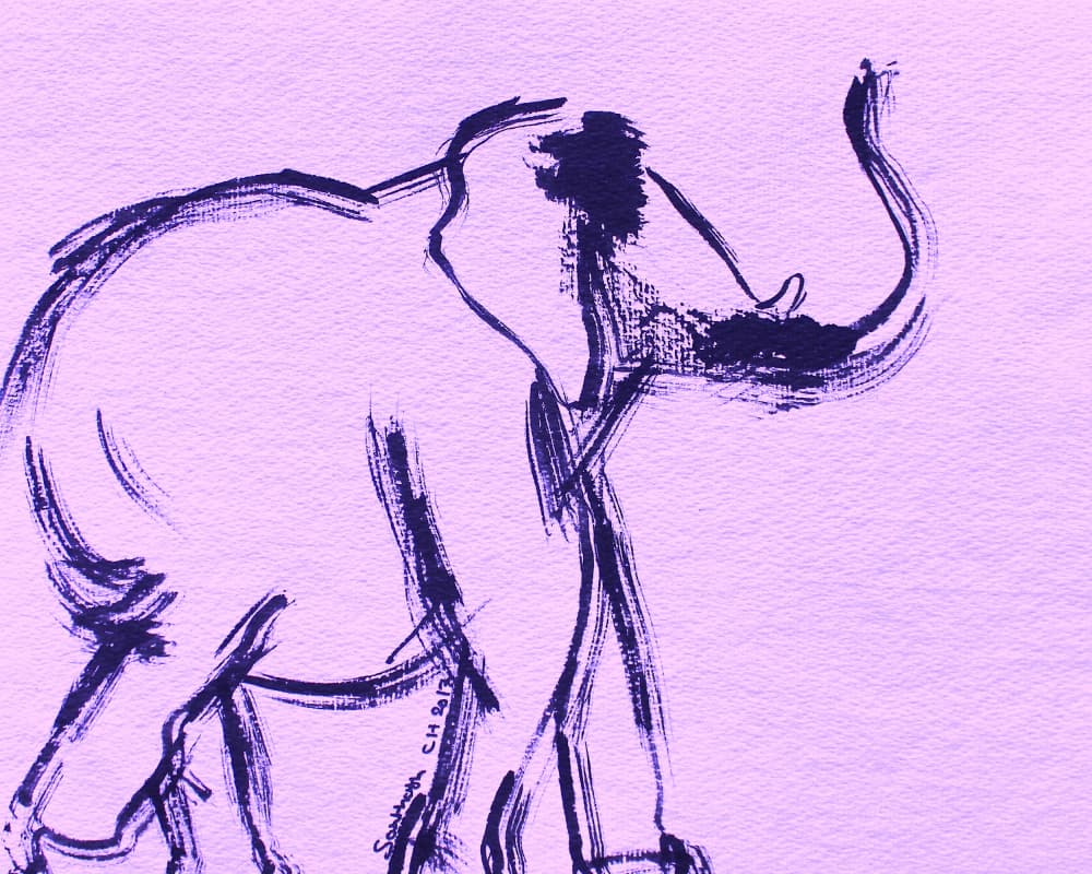 Purple Elephant Sketch by Santhosh ch — canvas wall art