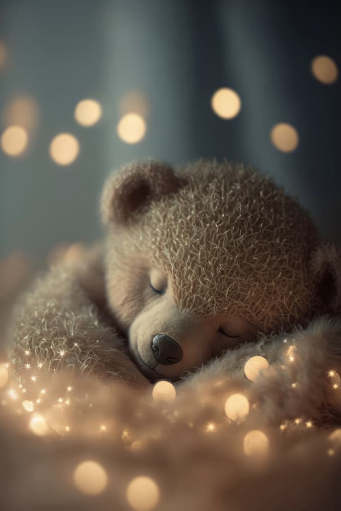 Dreamy Bear Snooze by Treechild — canvas wall art