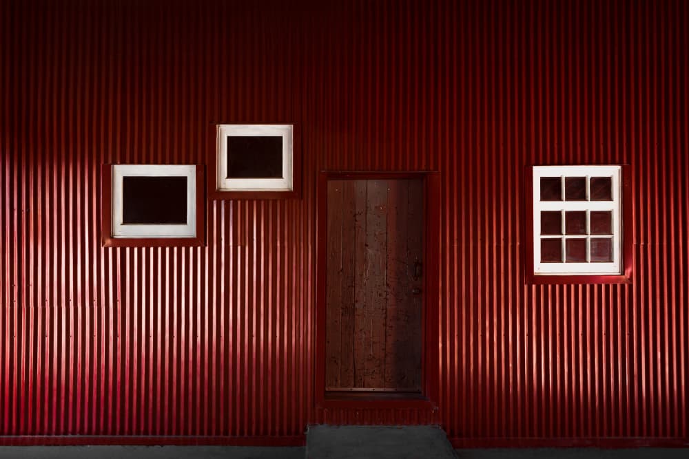 Red Corrugated Facade by Siyu_Wei APA — canvas wall art