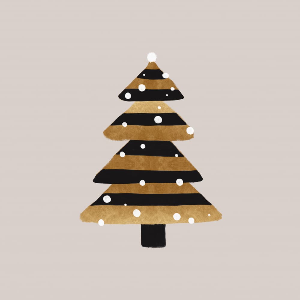 Golden Striped Christmas Tree by Orara Studio — canvas wall art