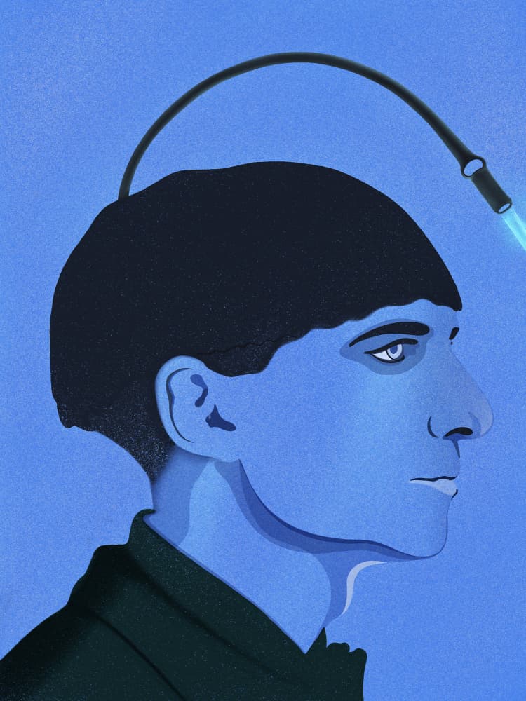 Blue Light Thinker by Jonathan Cañamar — canvas wall art