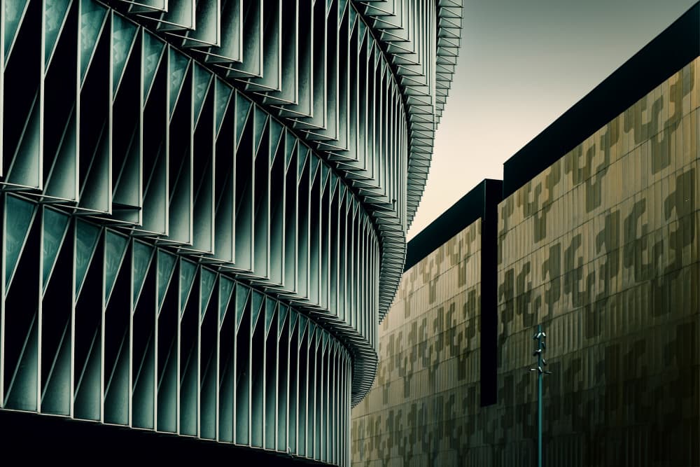 Geometric City Facade by Rolf Endermann — canvas wall art