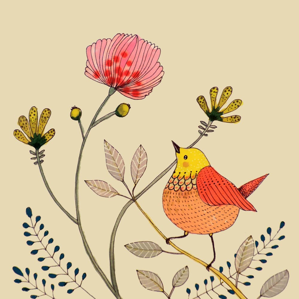 Whimsical Garden Bird by Sylvie Demers — canvas wall art
