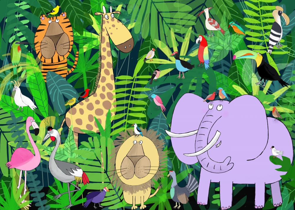 Jungle Animal Friends by Carla Daly — canvas wall art
