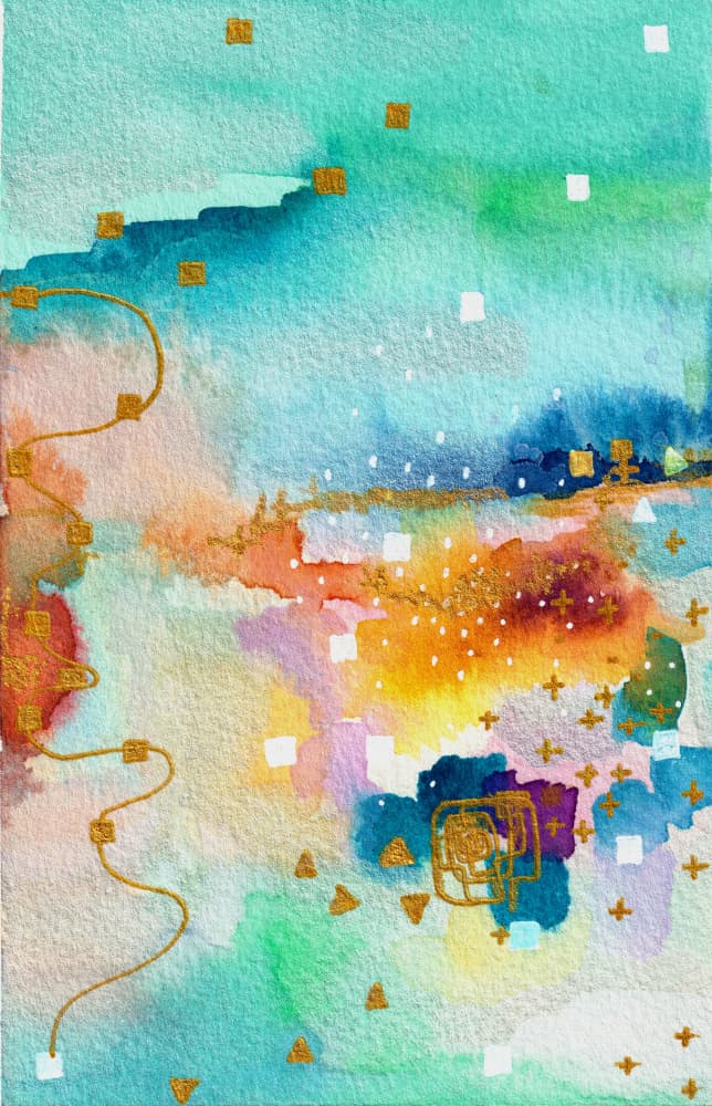 Golden Watercolor Dream by Camille Contini — canvas wall art