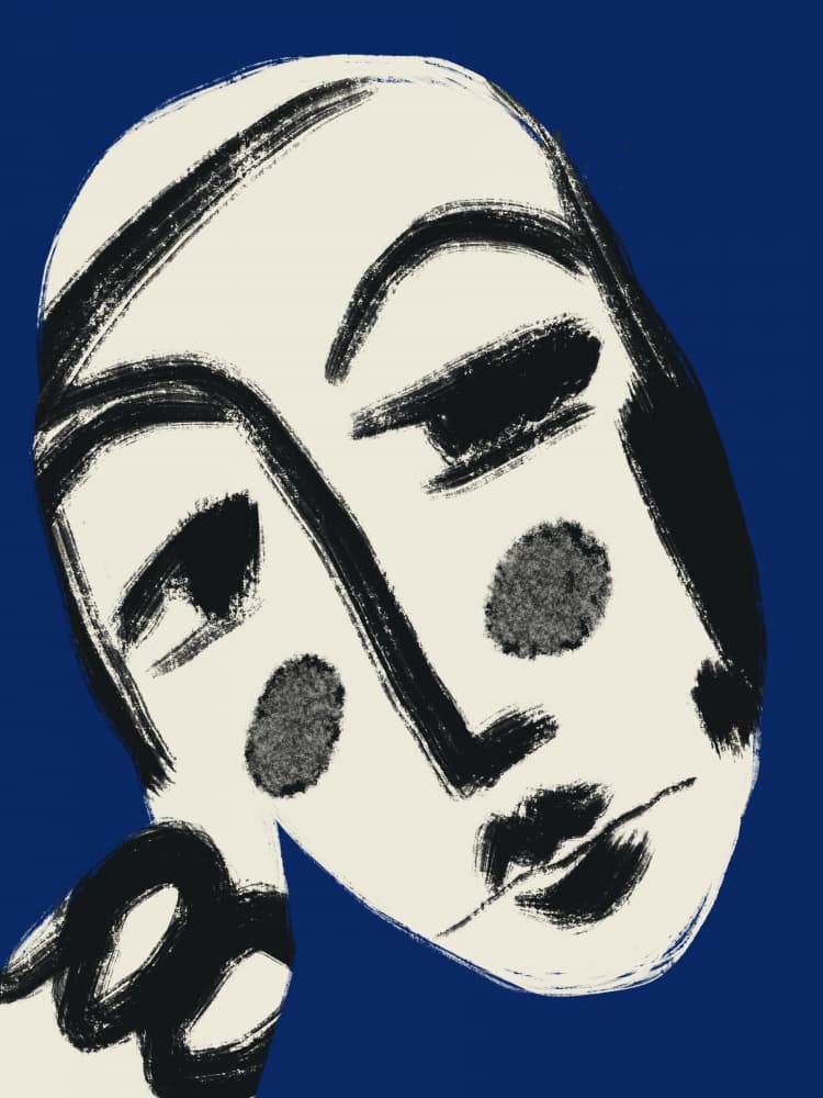 Pensive Abstract Portrait by Little Dean — canvas wall art