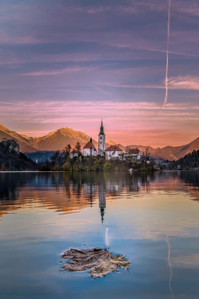 Lake Bled Autumn Sunset by Bor — canvas wall art