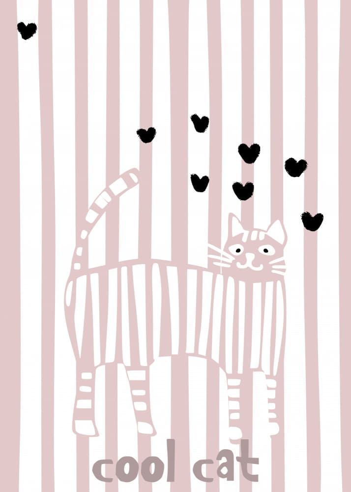 Cool Cat With Hearts by Annick — canvas wall art