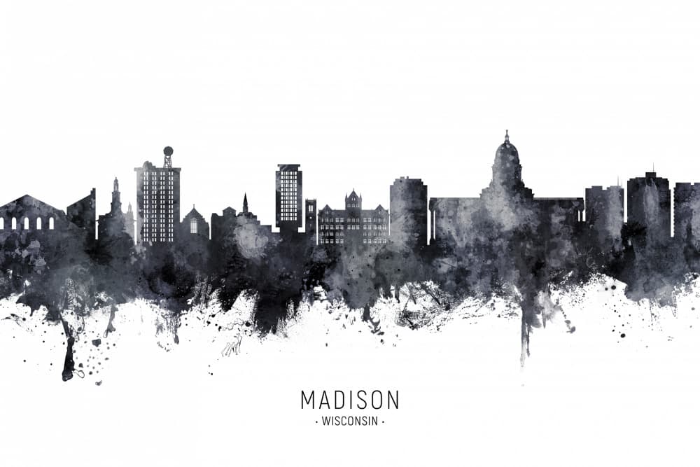 Madison Wisconsin Skyline by Michael Tompsett — canvas wall art